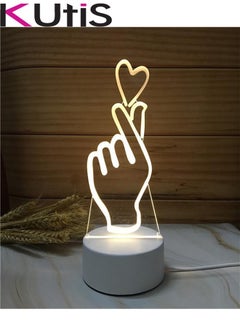 Buy 3D LED Love Optical Illusion Night Lamp Yellow in Saudi Arabia