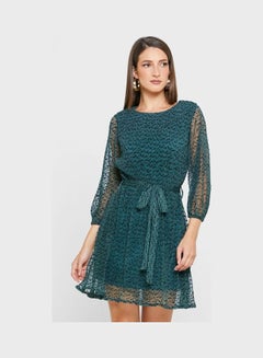 اشتري Lace Detail Dress For Women Green في الامارات