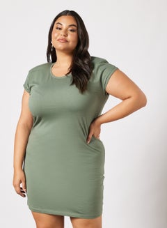 Buy Plus Size Mini Dress Green in Saudi Arabia