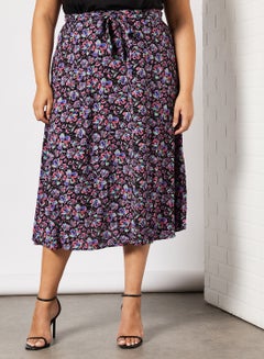 Buy Plus Size Floral Print Skirt Multicolour in UAE