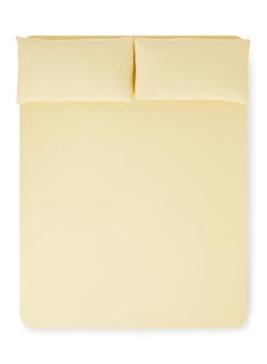 اشتري Fitted Bedsheet Set Queen Size 100% Cotton StreTChable Jersey High Quality Fabric 140 GSM 1 Bed Sheet And 2 Pillow Case Lemon Yellow Color Lemon Yellow في الامارات