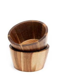 Buy 2 Piece Serving Bowl - Made Of Acacia Wood - Premium Quality - Wooden Bowl - Serving Dishes - By Noon East - Dark Brown Dark Brown in UAE