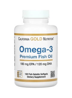 Buy Omega-3 Premium Fish Oil - 100 Fish Gelatin Softgels 180 Epa / 120 Dha in UAE