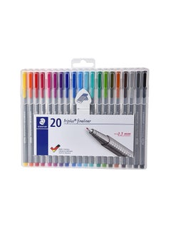 اشتري طقم أقلام رفيعة الخط بحبر يتدفق بتناسق من 20 قطعة متعدد الألوان في السعودية
