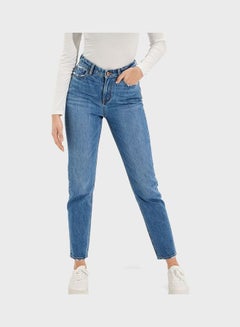 Buy Women High Waist Mom Jeans Blue in UAE