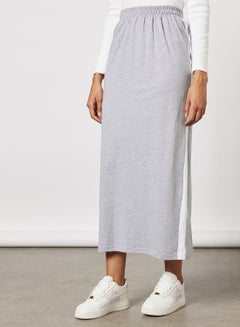 Buy Side Stripe Sweatskirt For Women Grey Melange in UAE