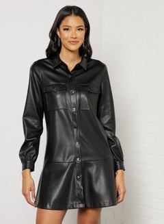 Buy Faux Leather Mini Dress Black in Saudi Arabia