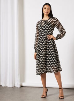 Buy Dotted Shirt Midi Dress Multicolor in UAE