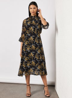 Buy Flower Print Midi Dress Multicolour in UAE