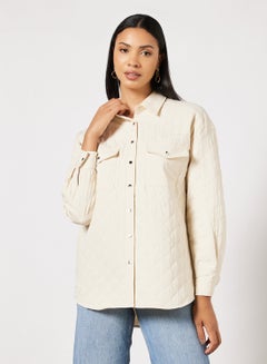 اشتري Quilted Oversized Shirt Jacket أوف وايت في السعودية