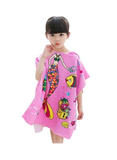 Buy Hooded Cloak Baby Girls Bath Towel With Mermaid Printed Design - Multicolour in UAE