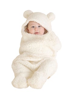 Buy Soft And Light Weight Baby Winter Sleeping Pajama Swaddling With Bear Ear Hat - White in UAE