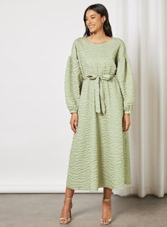 Buy Belted Midi Dress Desert Sage in UAE