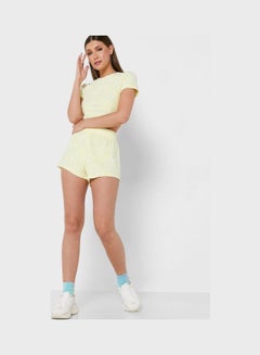 Buy Women Mini Mid Rise Culotte Shorts Yellow in UAE
