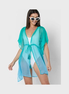 اشتري Tie Detail Beachwear Kaftan Green في السعودية