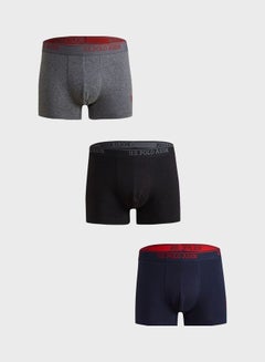 Buy Pack Of 3 Logo Print Trunks For Men Multicolour in UAE