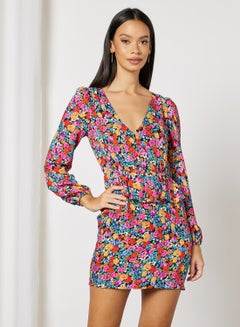Buy Floral Print Dress Multicolour in Saudi Arabia
