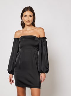 Buy Volume Sleeve Dress Black in UAE