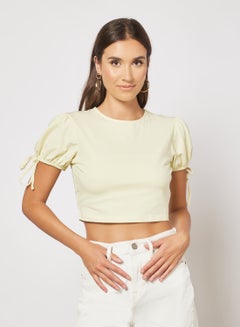 Buy String Sleeves Crop Top Yellow in Egypt