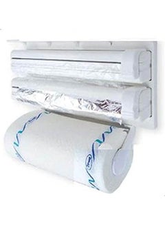 Buy Triple Paper Dispenser For Cling Film Wrap Aluminium Foil And Kitchen Roll Silver 27.2 x 13.4 x 11.2cm in UAE