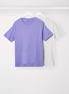 Buy 2 Pack Basic Crew Neck T-Shirt Purple & Grey in UAE