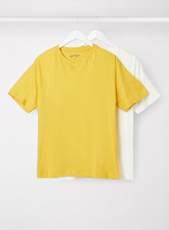 Buy 2 Pack Back V-Neck T-Shirt Mineral Yellow/Vaparous Grey in Saudi Arabia