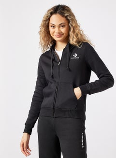 Buy Star Chevron Embroidered Hooded Jacket Black in UAE