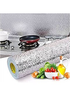 اشتري Roll Waterproof Kitchen Multi Purpose Marble Kitchen Cabinet Gazer Sticker Inserts Rack 5M*60 Price Silver في مصر