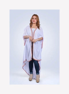 Buy Long Sleeve Plain Basic Abaya White and Red in Egypt