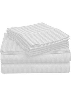 Buy King Size Egyptian Cotton Stripe Pattern Bedding Sets Cotton White 240x280cm in Egypt