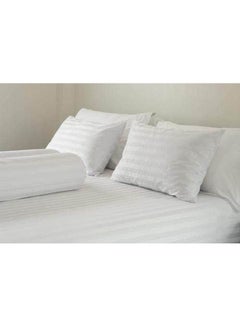 Buy 100% Cotton 400 Thread Count Sateen 2cm stripe Bedding Set in Super King Size combination White in Egypt