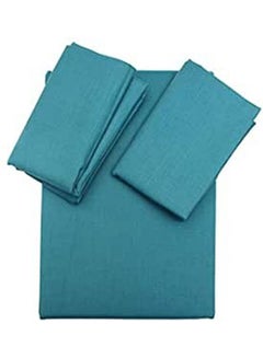 Buy Plain Bed Sheet And 2 Pillow Cover combination Blue 220 X 200cm in Egypt