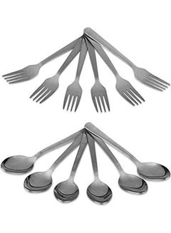 Buy Spoon and Fork Set 48 Pieces 24 Large and 24 Small Silver in Egypt