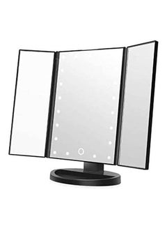 Buy 180 Degree Free Rotation Table Countertop Cosmetic Bathroom Mirror Led Lighted Vanity Mirror Make Up Tri-Fold With 21Pcs Lights Black in Egypt