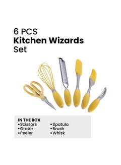 Buy Set Of 6 Kitchen Tools Yellow/Silver standard in Saudi Arabia