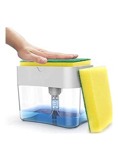 Buy 2 In 1 Sponge Rack Shelf Soap Detergent Dispenser Pump Large Capacity With Sponge 1 Hand Operation Soap Dispenser Gray Sponge Holder Quality Brush Pot Dishwashing Artifact Clear in Egypt