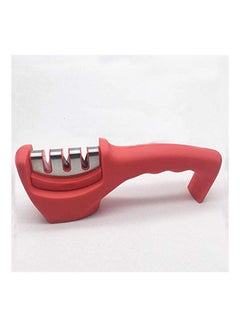 اشتري Kitchen Knife Sharpener - Three-Stage Sharpening Tool To Help Repair Red في مصر