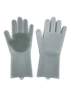 Buy Magic Reusable Silicone Eco-Friendly 3Pair Cleaning Brush Scrubber Gloves Heat Resistant Great For Kitchen Dish Wash Bathroom Cleaning Household Washing The Car Pet Hair Care Grey in Egypt