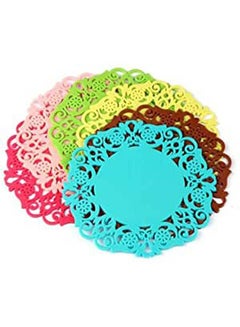 اشتري 6Pcs Nonslip Cushion Placemat Colorful Drinks Tea Cup Pads Silicone Multicolour في مصر