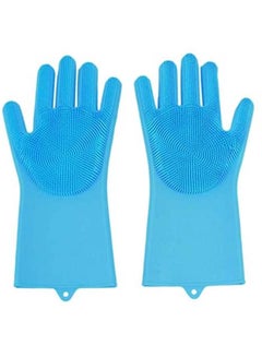 Buy A Pair Magic Silicone Scrubber Rubber Cleaning Gloves Blue in Egypt