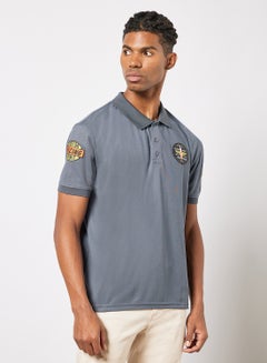 اشتري Woven Badge Polo Dress Blue في الامارات