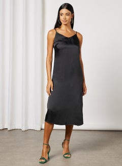 Buy Satin Slip Dress Black in Saudi Arabia