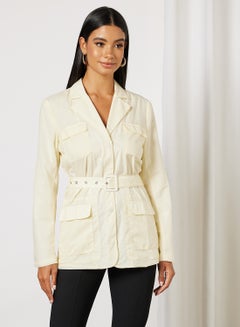 Buy Oversized Belted Utility Jacket Light Beige in Egypt