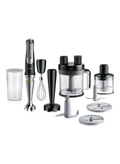 Buy hand Blender, Multi quick 9, 2L Food Processor, 600ml Beaker, 500ml Chopper, Whisk, Potato Masher, Stainless Steel Shaft, Splash Control, MQ9187XLI Black-Silver in UAE