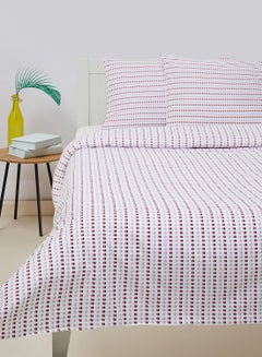 Buy Duvet Cover Set - With 1 Duvet Cover And 2 Pillow Cover 50X75 Cm - For King/Super King Size Mattress - 100% Cotton 144 Thread Count Cotton Red 260 x 220cm in Saudi Arabia