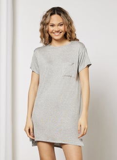 Buy Short Sleeves Dress Heather Grey in UAE