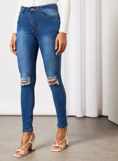 Buy Ripped Skinny Jeans Indigo in UAE