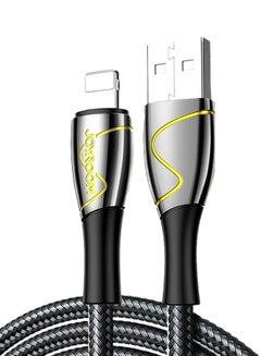 Buy S-2030K6 Nylon Braided USB To Lightning Charging Cable 2M Black in UAE