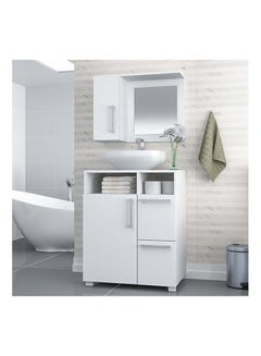 Buy 2-Piece Bathroom Storage Cabinet Set White 43.5x59.5x130cm in UAE