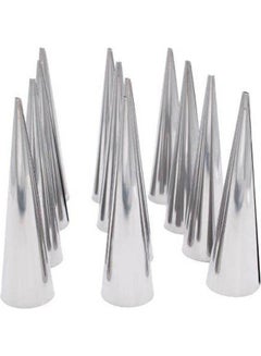 Buy 12Pcs Large Size Stainless Steel Pastry Cream Horn Moulds Conical Tube Cone Pastry Roll Horn Mould Baking Mold Tool Silver 12x12cm in Egypt
